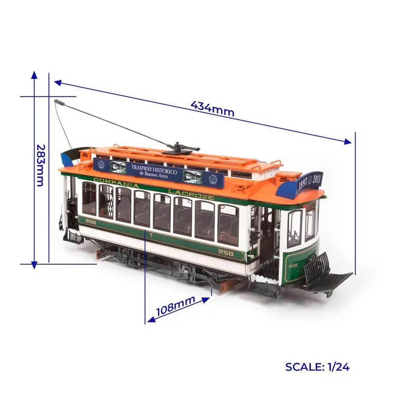 Occre 53011 1/24 Buenos Aires Tram Wooden Model Kit 2