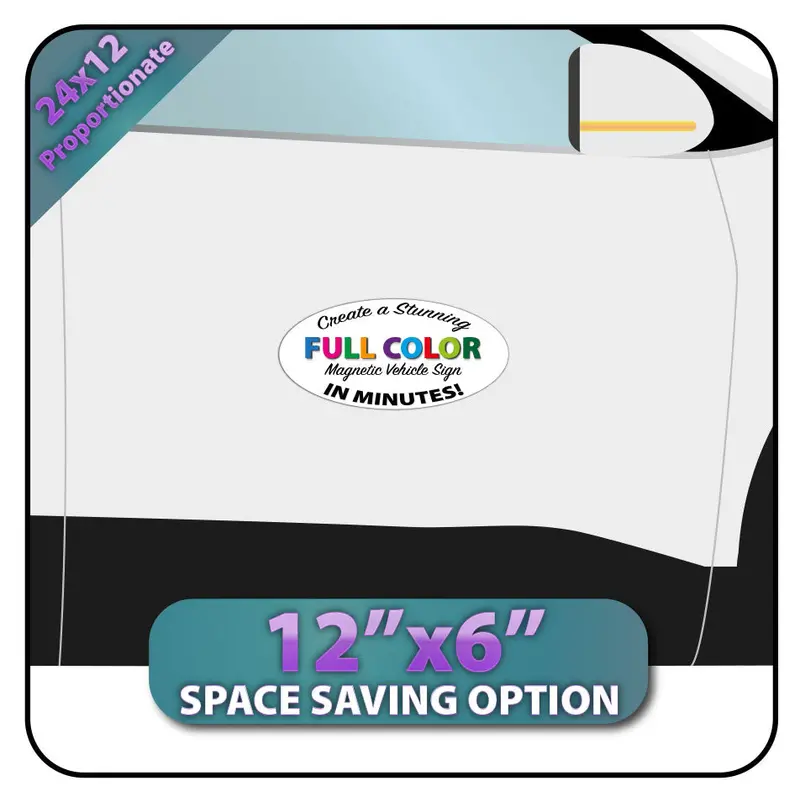 Oval Magnetic For Vehicles (12"X6" Die-Cut) - Design Custom Magnets 1