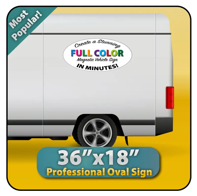 Oval Magnetic Sign For Cars, Trucks & Vans 36X18" 1
