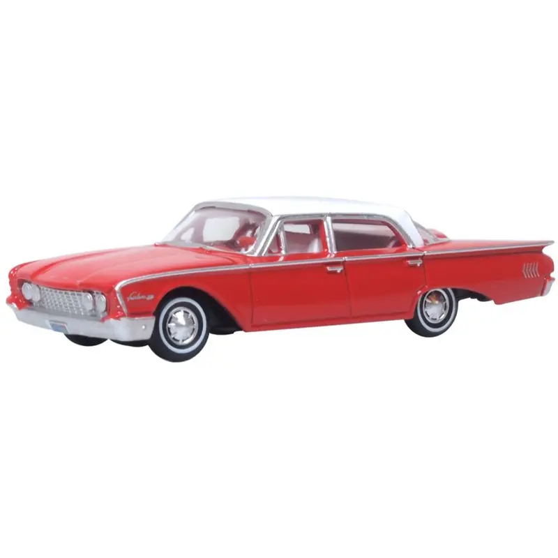 Oxford 87Ff60001 1/87 1960 Ford Fairlane 500 Town Sedan Monte Carlo Red/Corinthian White 1
