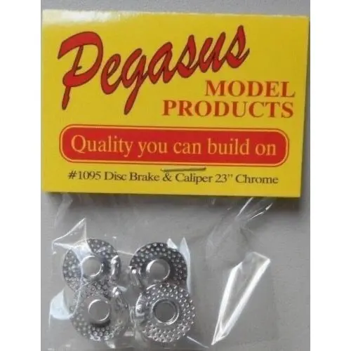 Pegasus 1095 1/24 Disc Brake And Caliper (4) 23 Chrome For Scale Models 1