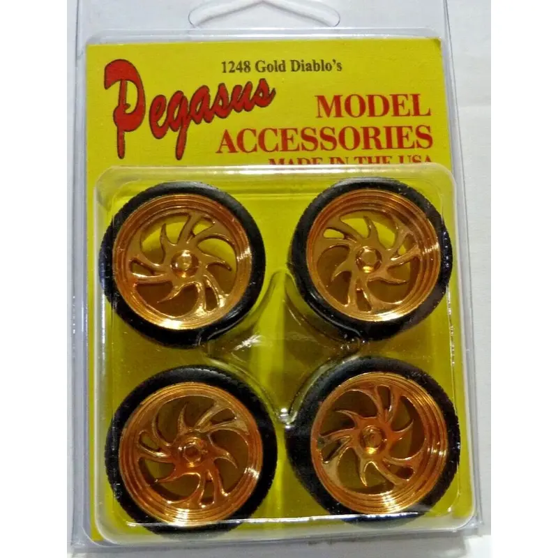 Pegasus 1248 1/24 Diablos Rims W/Tires Gold For Scale Models 2