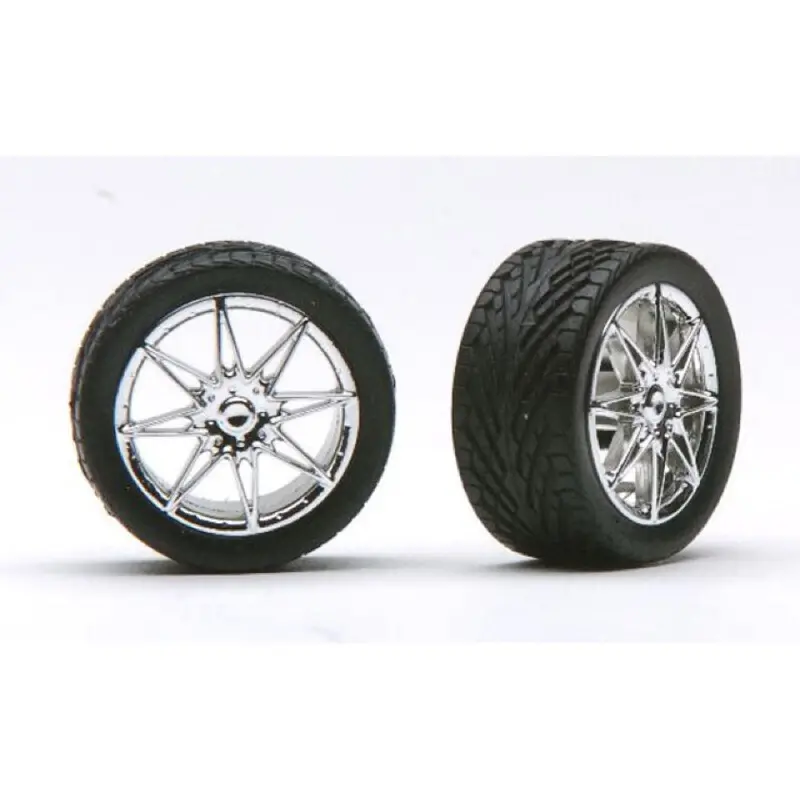 Pegasus 1254 1/24 Diamantes Rims W/Tires Chrome For Scale Models 1
