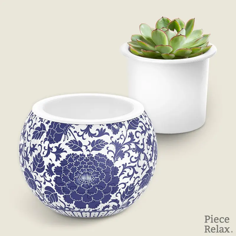 Piece Relax Flowerpot Oriental Floral 3D Puzzle 1