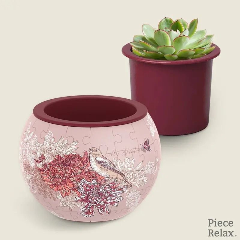 Piece Relax Flowerpot Singing Birds & Flowers 3D Puzzle 1