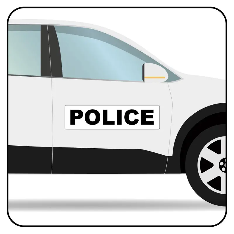 Police Car Placard  24"X 6" Magnetic Sign Or Decal + Reflective Options 1