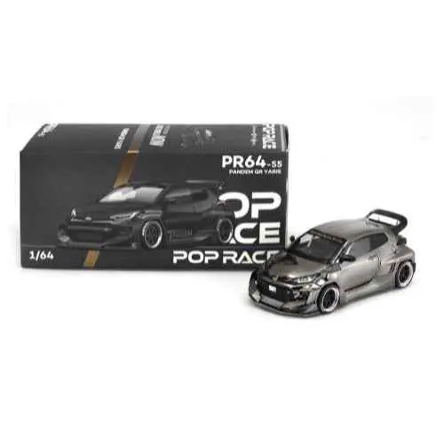 Pop Race 64-0055 1/64 Pandem Gr Yaris Dark Chrome 1