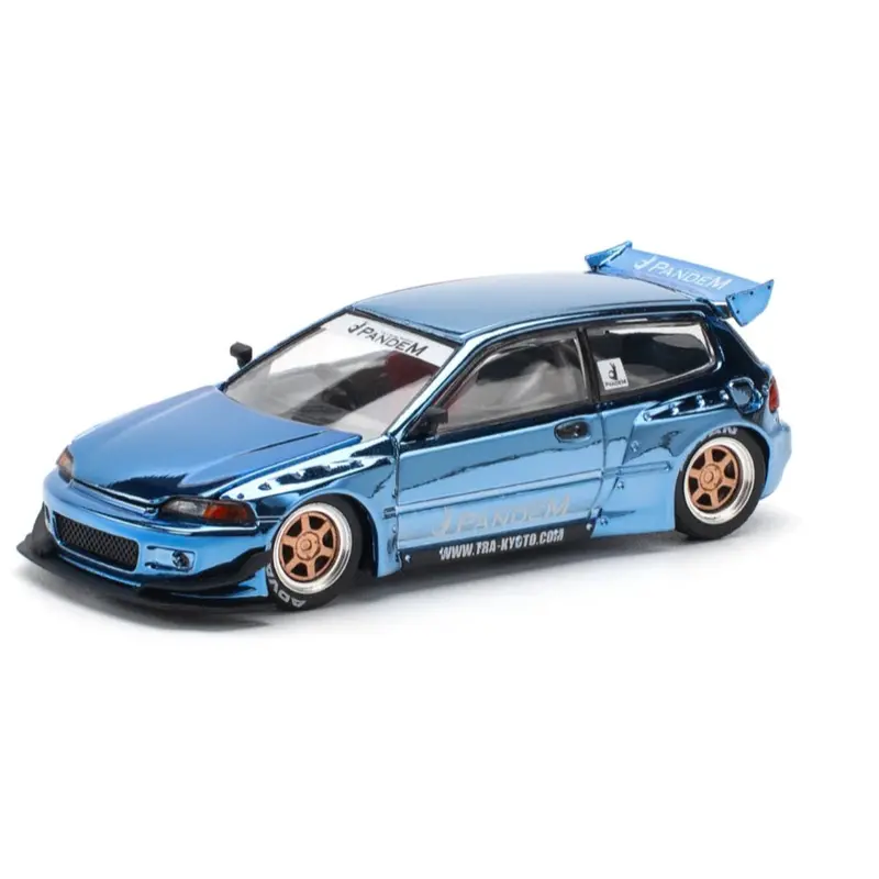 Pop Race 64-0206 1/64 Pandem Civic Eg6 Blue Chrome 1