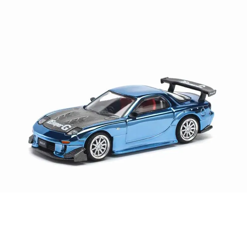 Pop Race 64-0223 1/64 Mazda Rx7 Re-Amemiya Widebody Blue Chrome 1