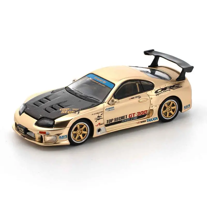 Pop Race 64-0277 1/64 Top Secret Gt300 Supra Chrome Gold 1