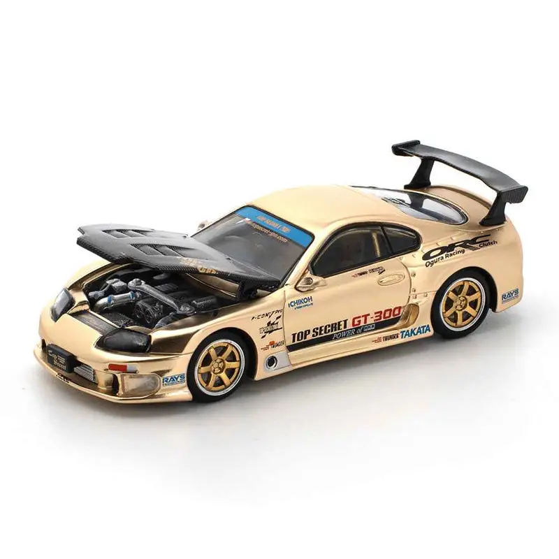 Pop Race 64-0277 1/64 Top Secret Gt300 Supra Chrome Gold 2