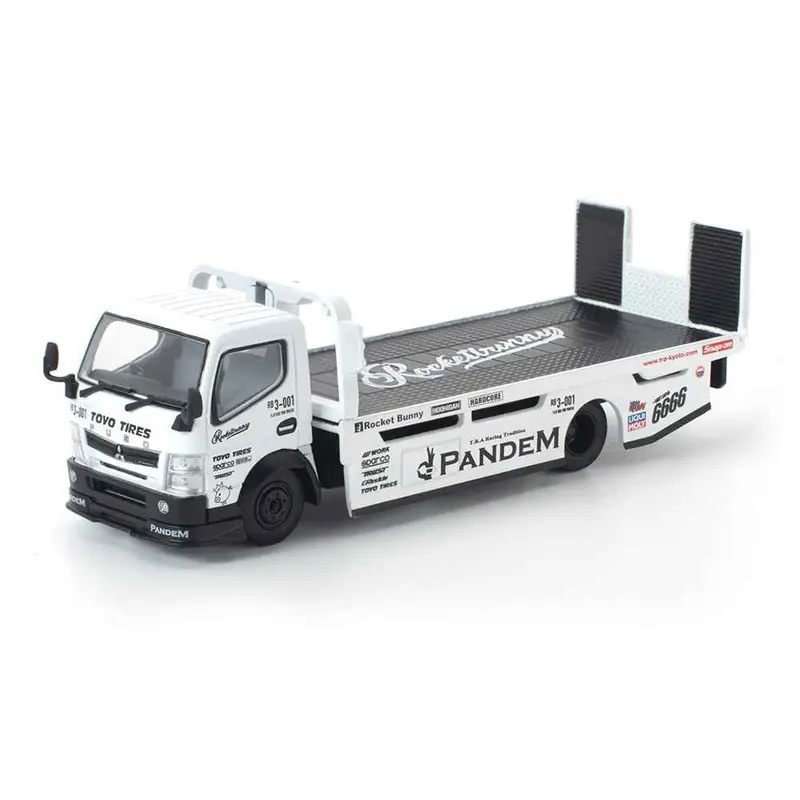 Pop Race 640484 1/64 Pandem Hino 300 Flatbed Transporter White New Tooling 1