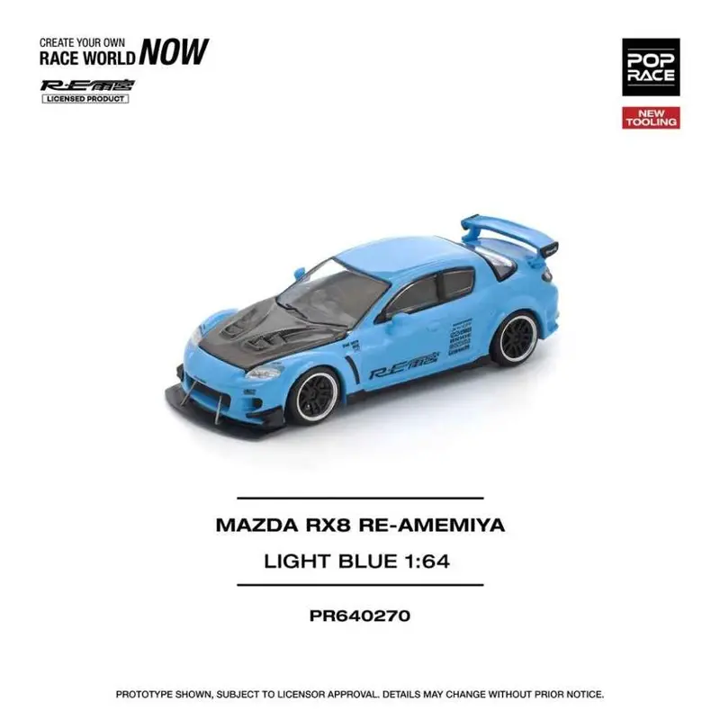 Pop Race Pr64-0270 1/64 Mazda Rx-8 Re-Amemiya Light Blue 2