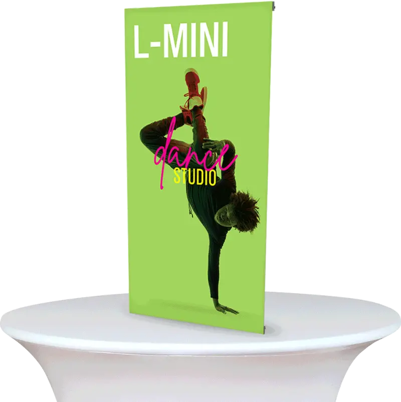 Premium Mini Spring-Back Tabletop Banner Stand, Banner, Or Complete Set 1