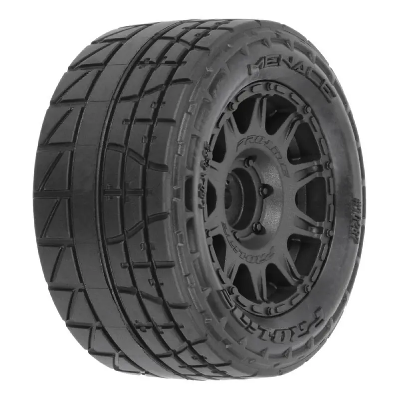 Proline 1028710 Menace F/R Tyre Mounted On 12Mm Black Raid Wheels Granite Grom 1