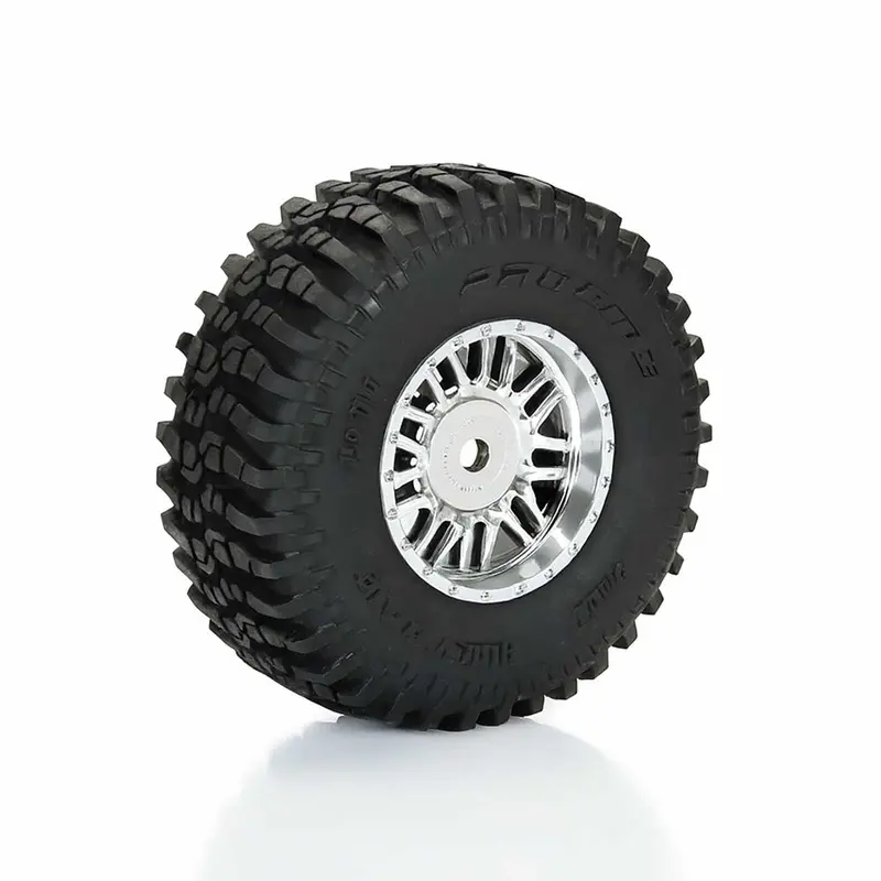 Proline 1028810 Flat Iron F/R Tyre Set Mounted On Chrome Diablo Wheels Arrma Typhon Grom 1