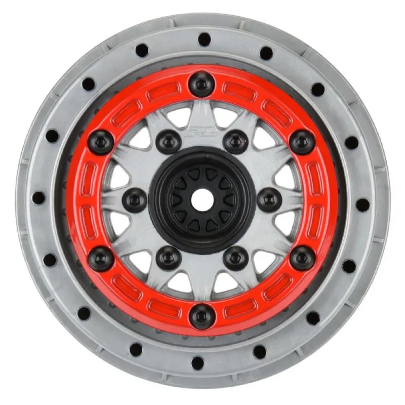 Proline 281105 1/10 Raid Bead-Loc F/R 2.2In/3.0In Sc Wheels Red/Gray 2Pcs 1
