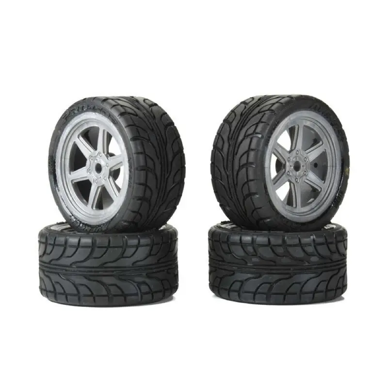 Proline Avenger Mounted Street Tyre Set F/R, Overdrive Gray Wheel, Losi Nascar 1