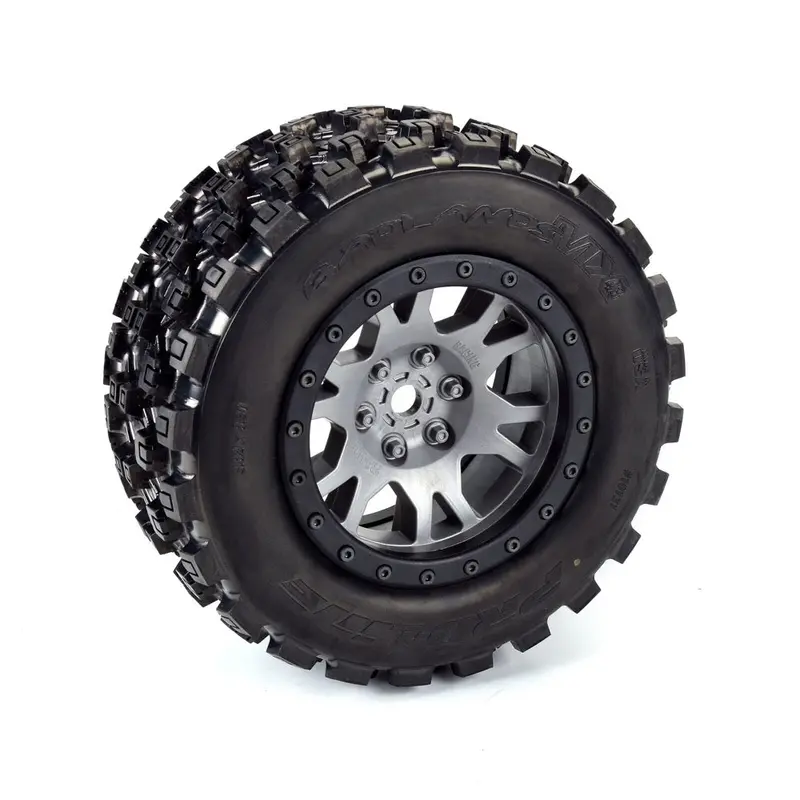 Proline Pro1013114 Limited Edition Badlands Mx43 Pro-Loc F/R Tyres Mounted On Grey/Black Impulse Wheels X-Maxx 2Pcs 1