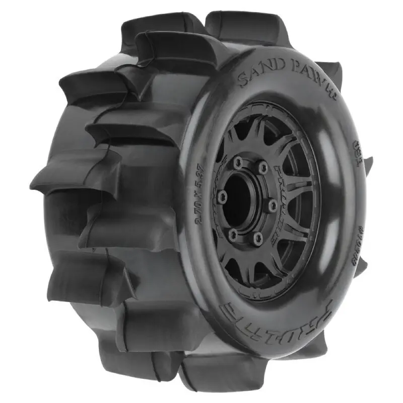 Proline Pro1024910 Sand Paw Hp Belt 2.8In Sand Truck Tyres Mounted On Raid Black Wheels 2Pcs 1