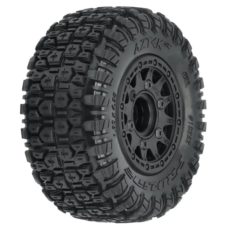 Proline Pro1026210 Aztek Sc 2.2/3.0In M2 Tyres Mounted On Raid Black 6X30 Sc Wheels 1