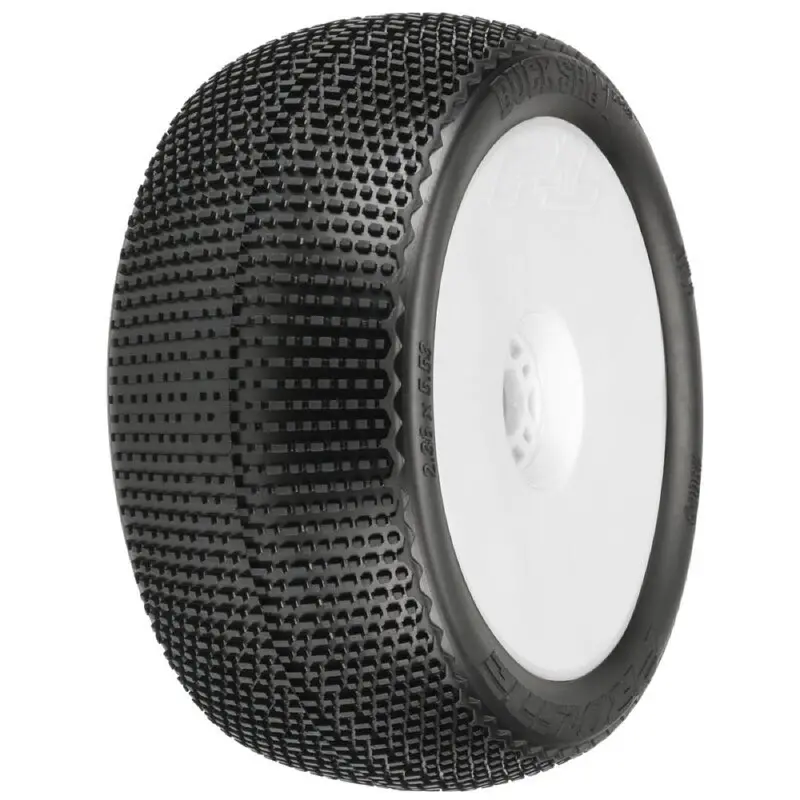 Proline Pro9063233 1/8 Buck Shot S3 F/R 4.0In Tyres Mounted On 17Mm White Zero Offset Wheels 2Pcs 1