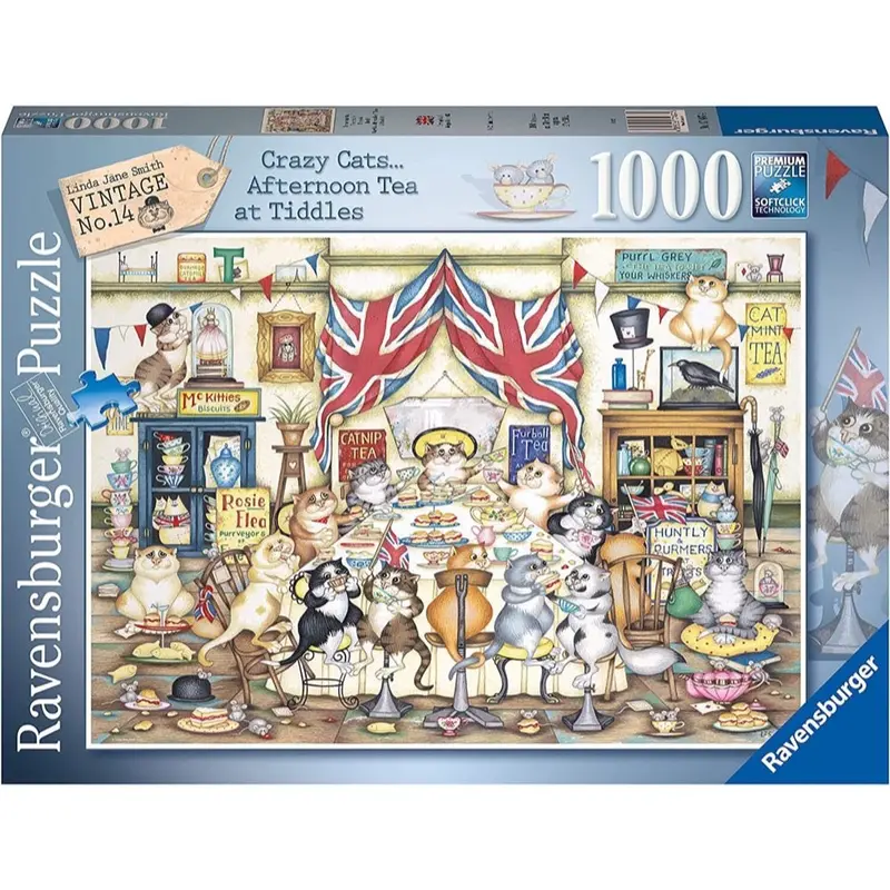 Ravensburger 00288-8 Crazycats Afternoon Tea Tiddles 1000Pc Jigsaw Puzzle 1