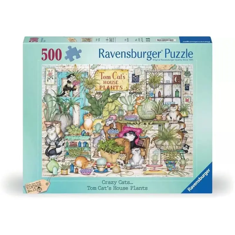 Ravensburger 00695-4 Crazy Cats… Tom Cats House Plants 500Pc Jigsaw Puzzle 1