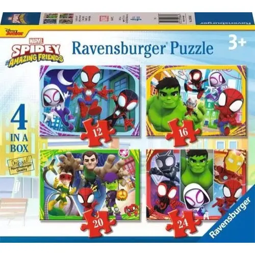 Ravensburger 01064-7 Spidey & His Amazing Friends It's Spidey Time 4 In A Box 12, 16, 20 & 24Pc Jigsaw Puzzle 1