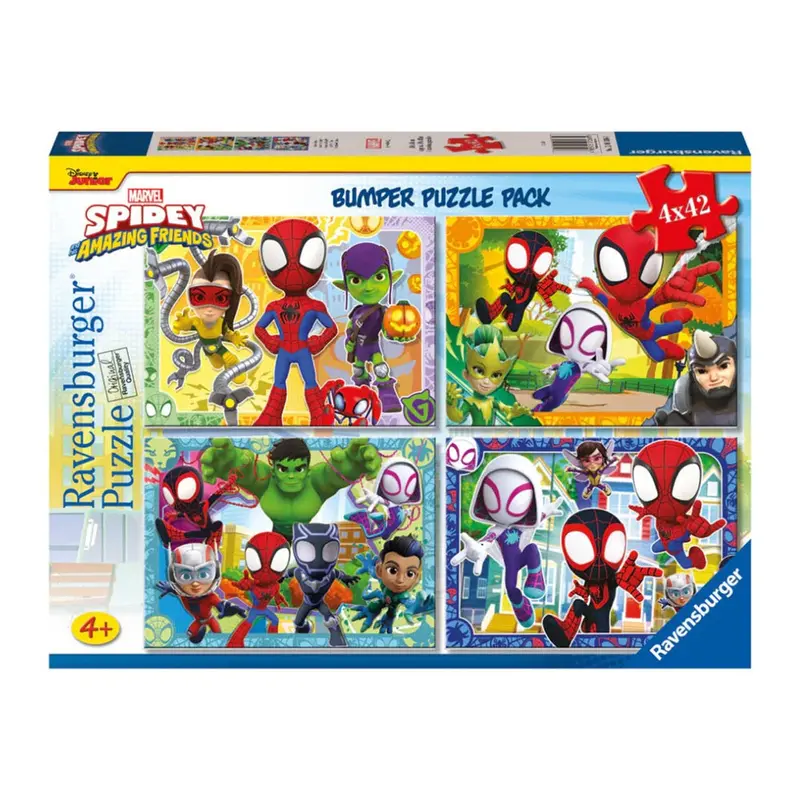 Ravensburger 01066-1 Spidey & His Amazing Friends Spidey's Team Bumper Pack 4X42pc Jigsaw Puzzle 1