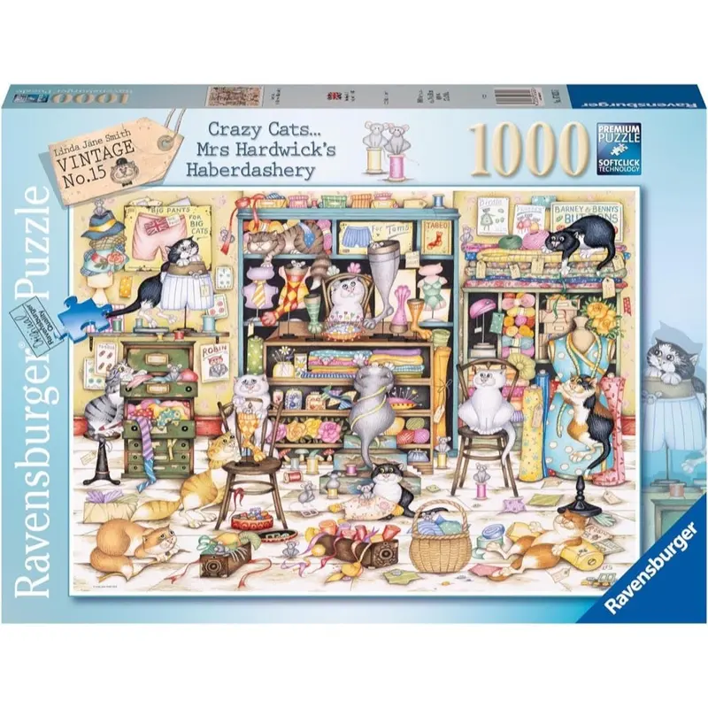 Ravensburger 01083-8 Crazy Cats Haberdashery 1000Pc Jigsaw Puzzle 1
