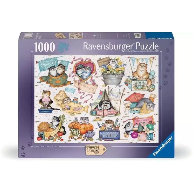 Ravensburger 01452-2 Crazy Cats Cats Calendar Puzzle 1000Pc Jigsaw Puzzle 1