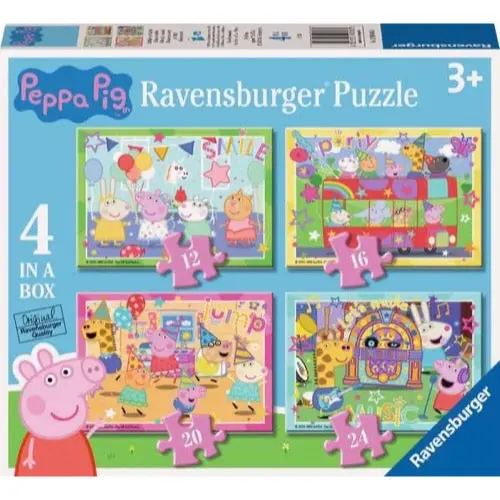 Ravensburger 04016-3 Peppa Pig 4 In A Box 12, 16, 20 & 24Pc Jigsaw Puzzle 1