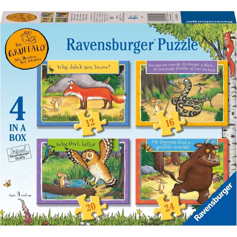 Ravensburger 04019-4 The Gruffalo 4 In A Box 12, 16, 20 & 24Pc Jigsaw Puzzle 1