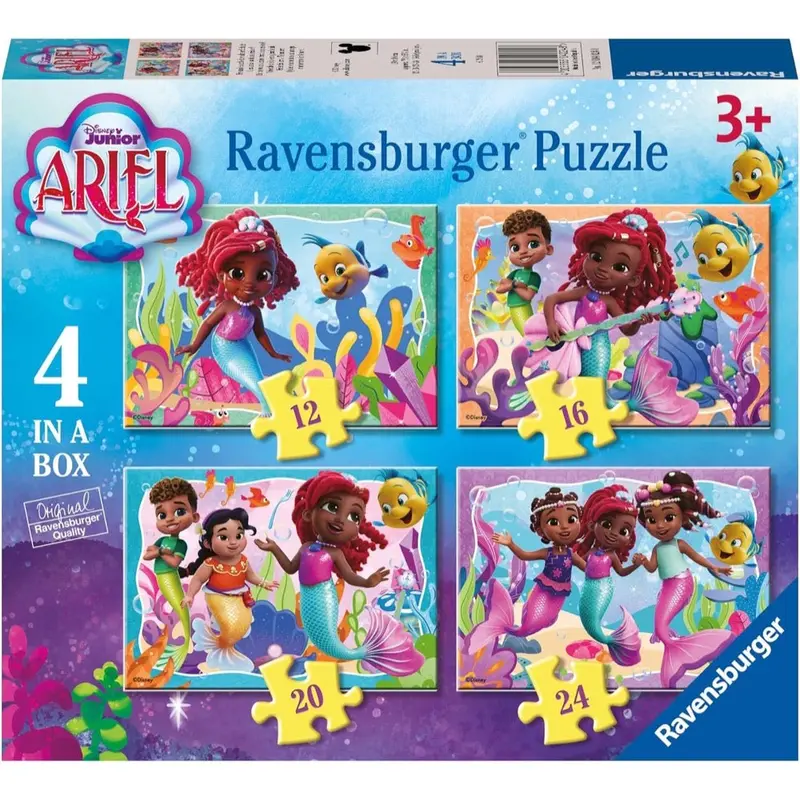 Ravensburger 04024-8 Disney Ariel 4 In A Box 12, 16, 20 & 24Pc Jigsaw Puzzle 1