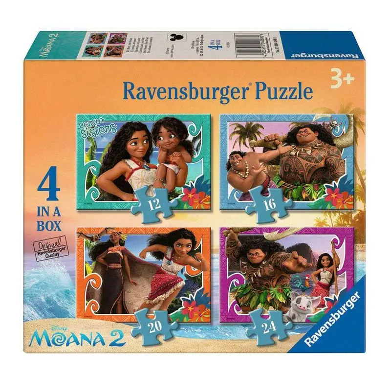 Ravensburger 04088-0 Disney Moana 4 In A Box 12, 16, 20 & 24Pc Jigsaw Puzzle 1