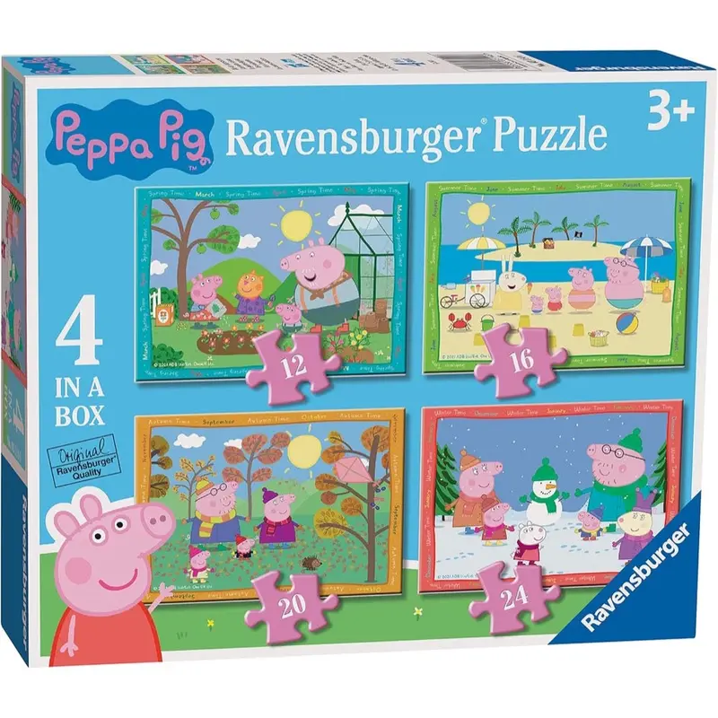 Ravensburger 04104-7 Peppa Pig Family Time 4 In A Box 12, 16, 20 & 24Pc Jigsaw Puzzle 1
