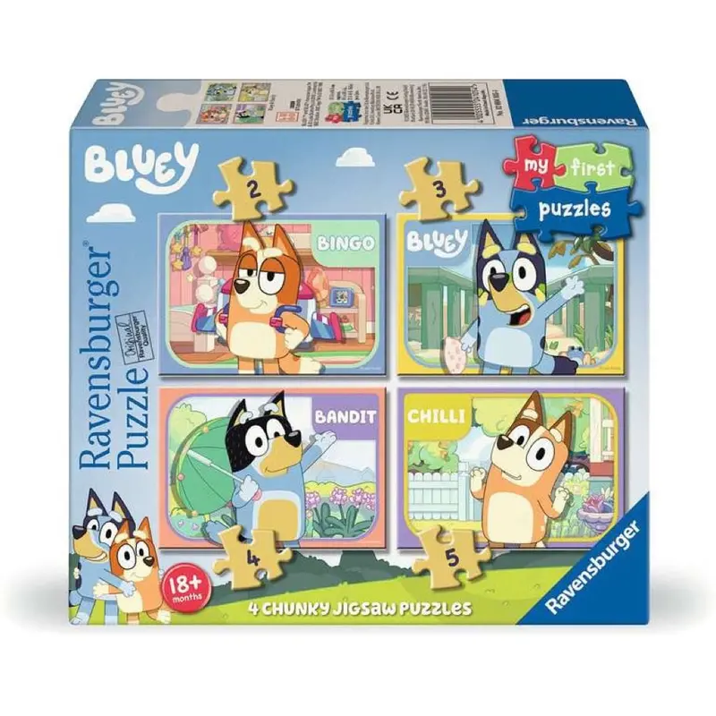 Ravensburger 04105-4 Bluey My First 4 In A Box 2/3/4/5 Jigsaw Puzzles 1