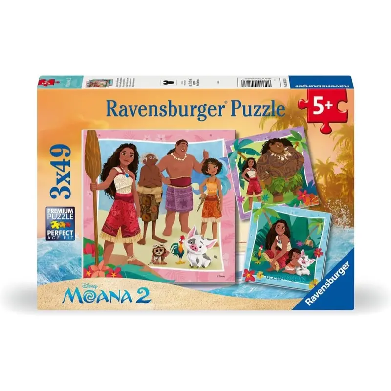 Ravensburger 04123-8 Disney Moana 2 Off To New Adventures 3X49pc Jigsaw Puzzle 1