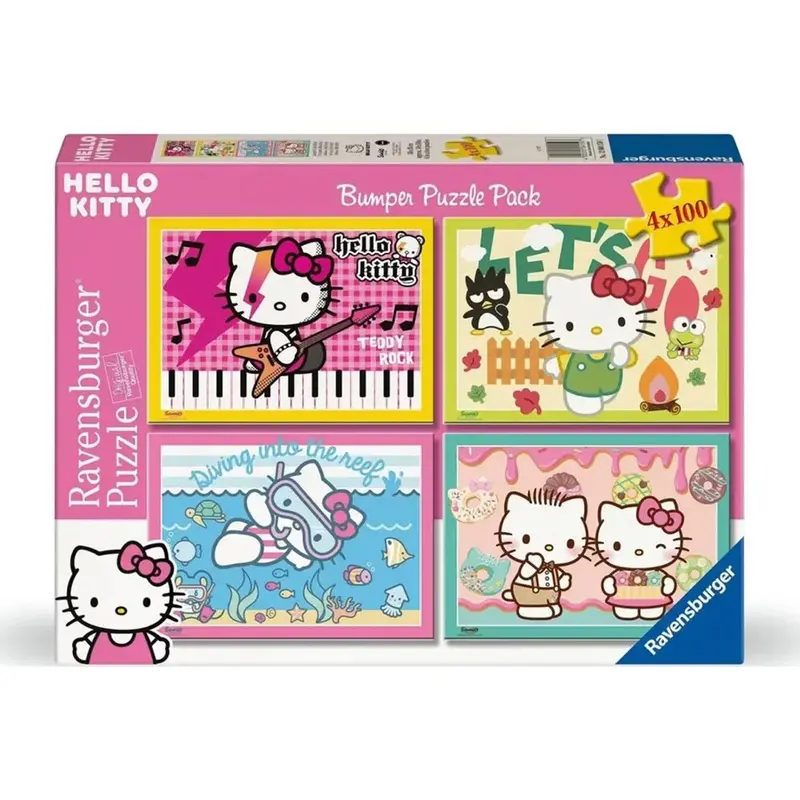 Ravensburger 04159-7 Hello Kitty Bumper Pack 4X100pc Jigsaw Puzzle 1