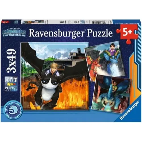 Ravensburger 05688-0 Dragons How To Train Your Dragons Realms 3X49pc Jigsaw Puzzle 1