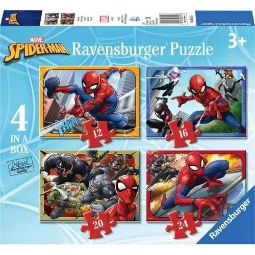 Ravensburger 06915-6 Disney Spider-Man 4 In A Box 12, 16, 20 & 24Pc Jigsaw Puzzle 1