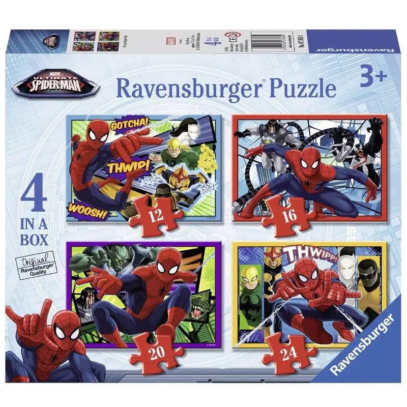 Ravensburger 07363-4 Disney Ultimate Spider-Man 4 In A Box 12, 16, 20 & 24Pc Jigsaw Puzzle 1