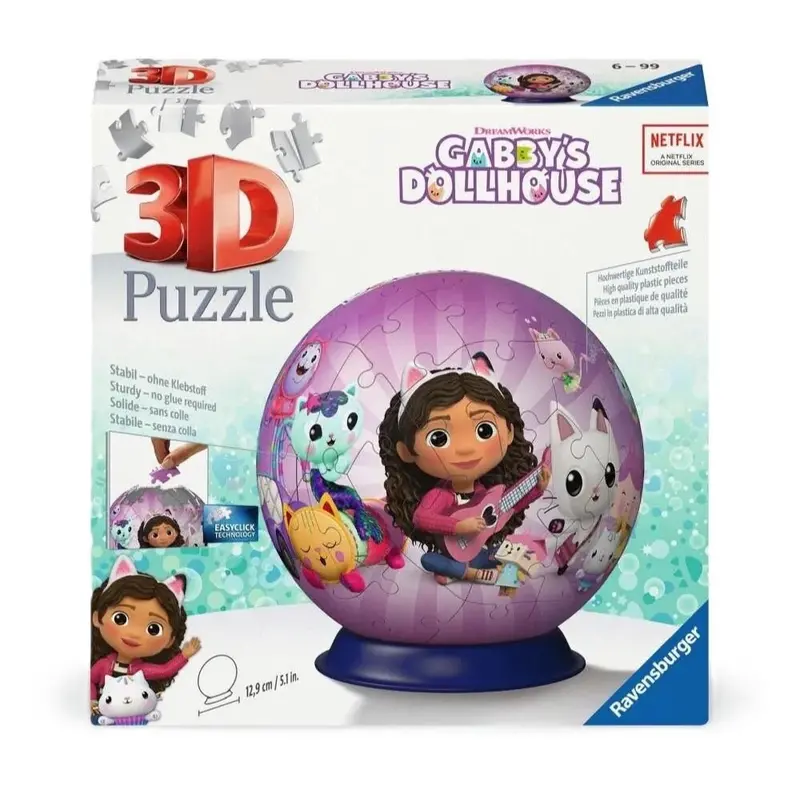 Ravensburger 11594-5 3D Puzzleball Gabby's Dollhouse 72Pc Jigsaw Puzzle 1