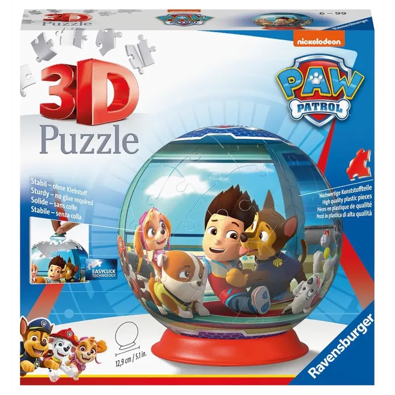 Ravensburger 12186-1 3D Puzzleball Paw Patrol 72Pc Jigsaw Puzzle 1