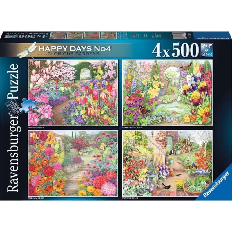 Ravensburger 17139-2 Happy Days No 4 Glorious Gardens 4X500pc Jigsaw Puzzle 1