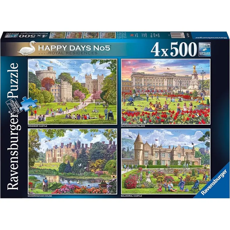 Ravensburger 17140-8 Happy Days No 5 Royal Residences 4X500pc Jigsaw Puzze 1