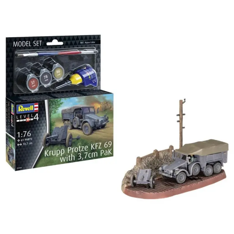 Revell 63344 1/76 Krupp Protze Kfz 69 With 3.7Cm Pak Model Kit Set 1