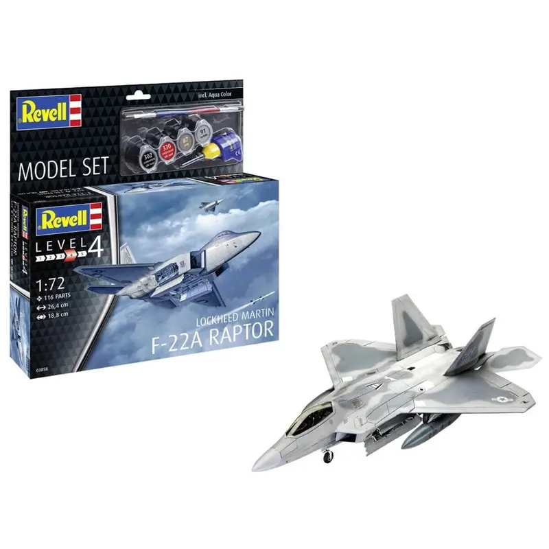 Revell 63858 1/72 Lockheed Martin F-22A Raptor Model Kit Set 1