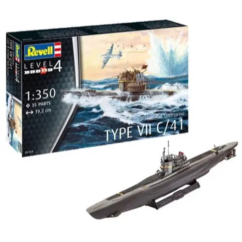 Revell 75154 1/350 German Submarine Type Vii C/41 Starter Kit 1